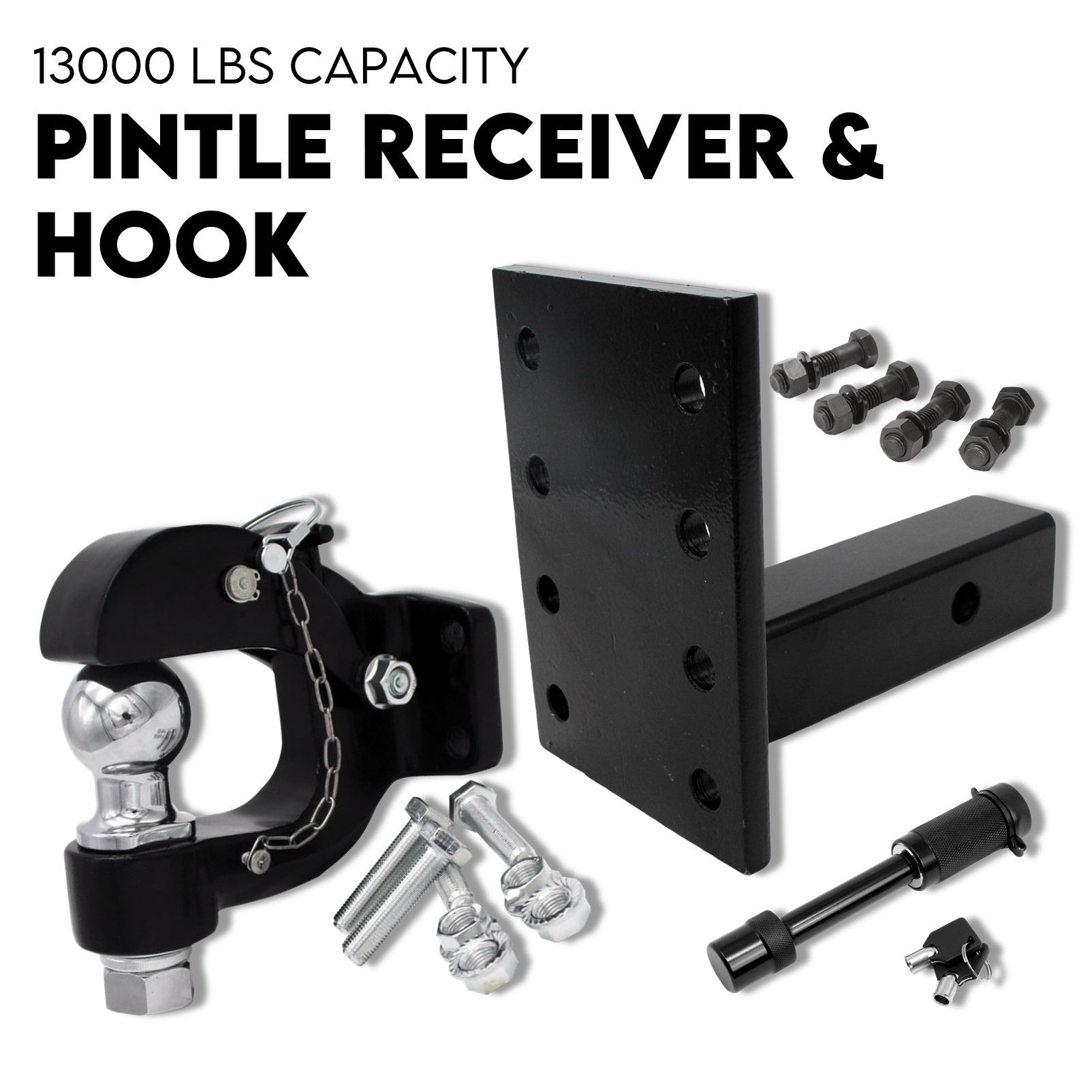 PINTLE HOOK COMBO 8 TONNE & PINTLE RECEIVER ARM HITCH TOW BAR TRAILER